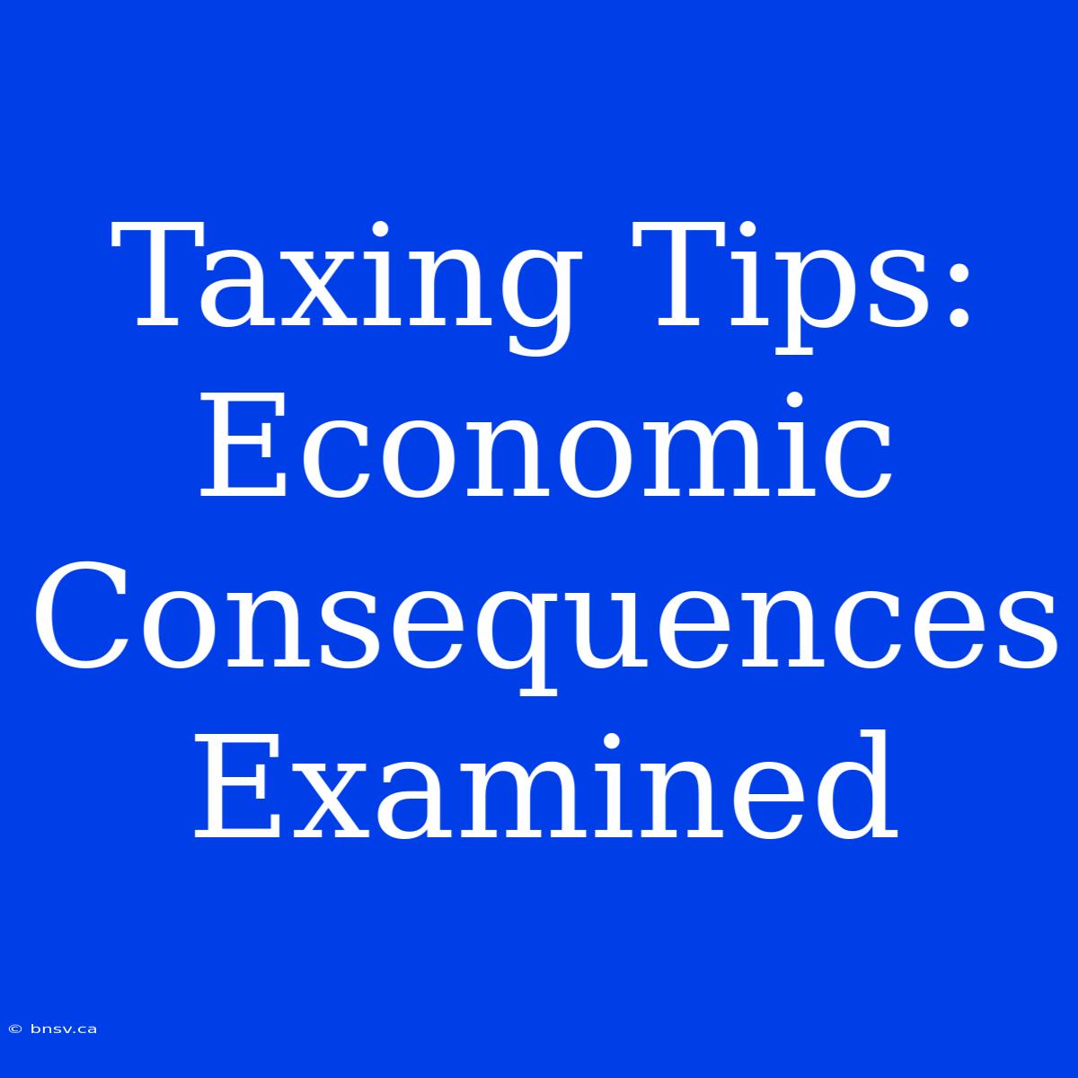 Taxing Tips: Economic Consequences Examined