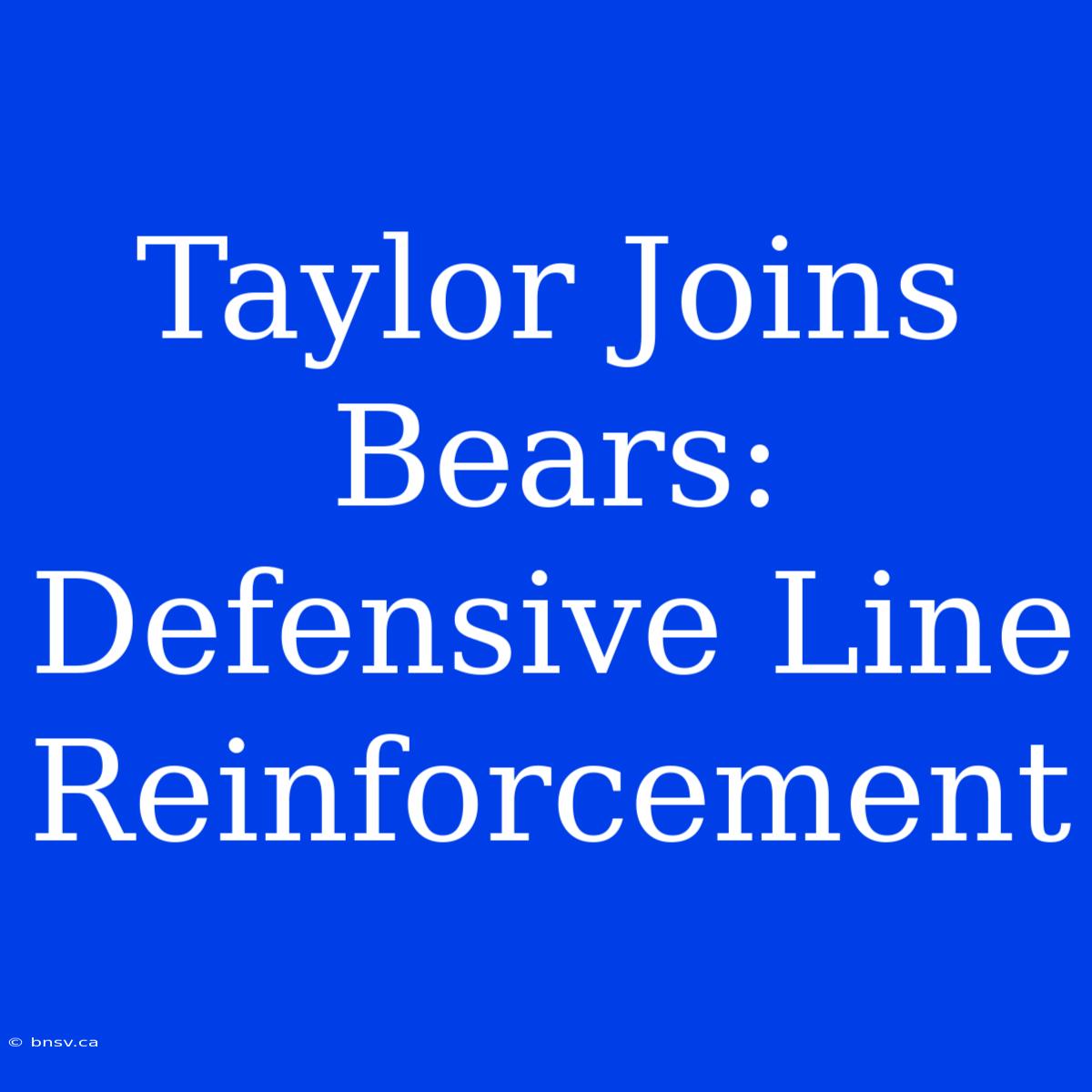 Taylor Joins Bears:  Defensive Line Reinforcement