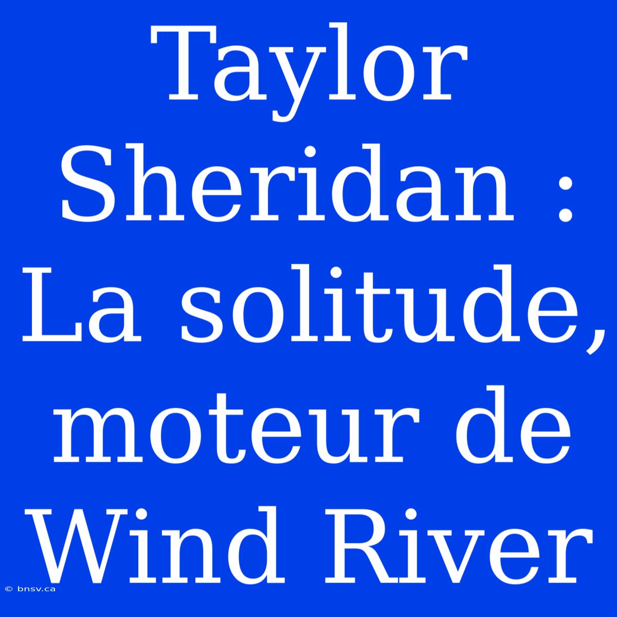 Taylor Sheridan : La Solitude, Moteur De Wind River