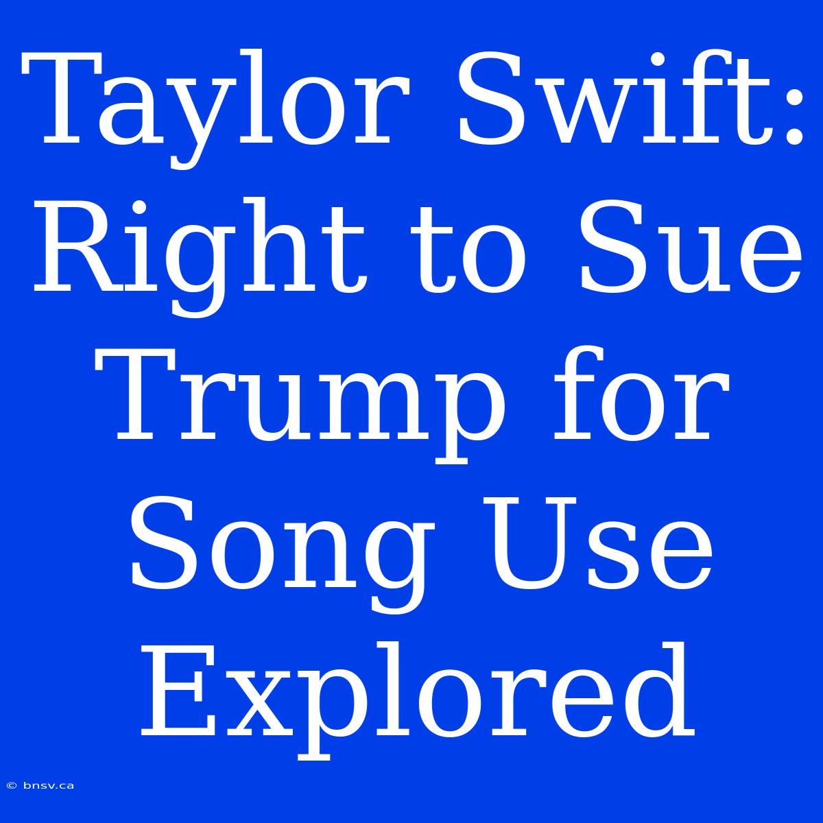 Taylor Swift: Right To Sue Trump For Song Use Explored