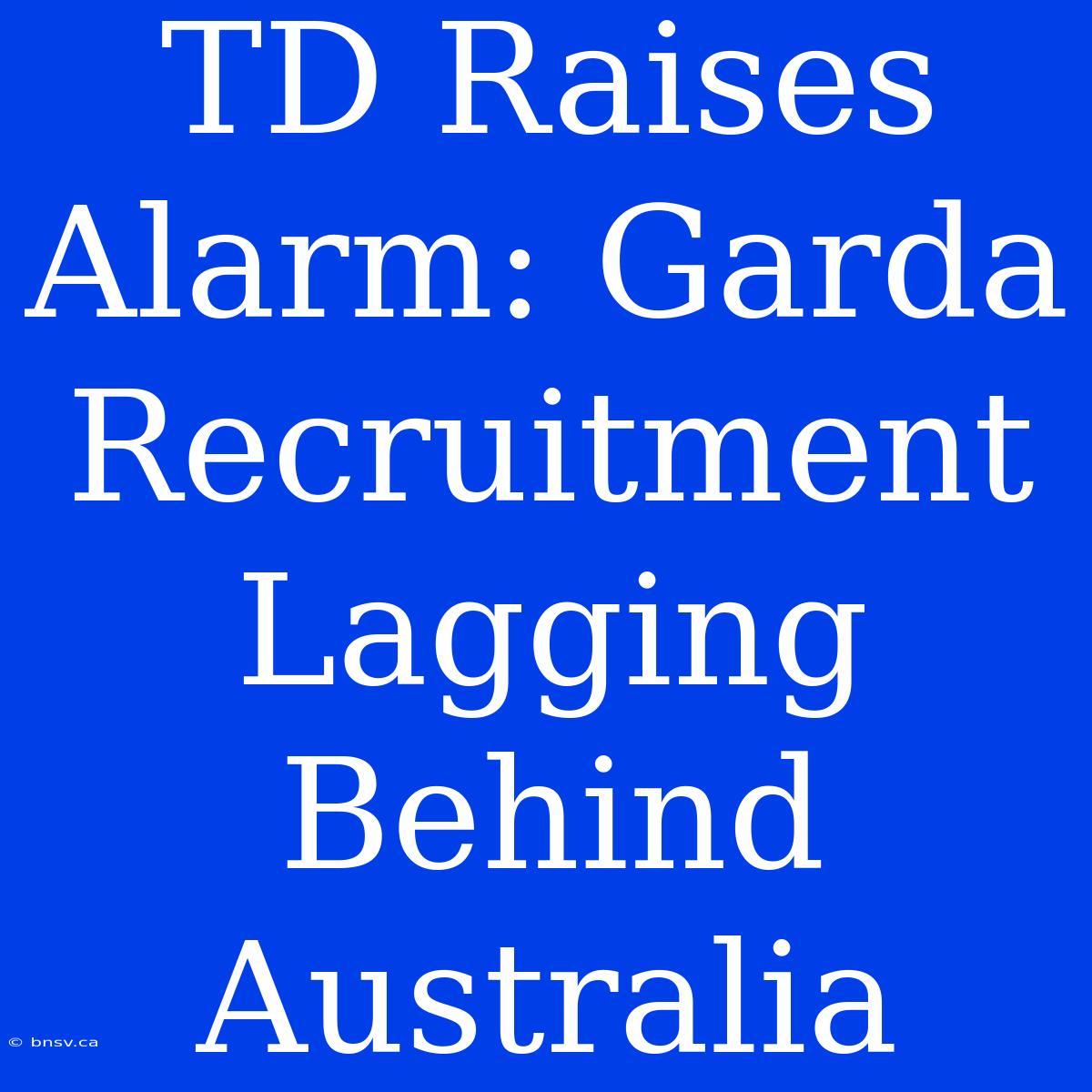 TD Raises Alarm: Garda Recruitment Lagging Behind Australia