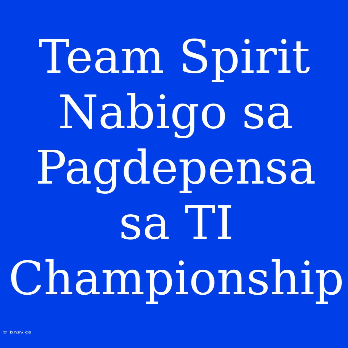 Team Spirit Nabigo Sa Pagdepensa Sa TI Championship