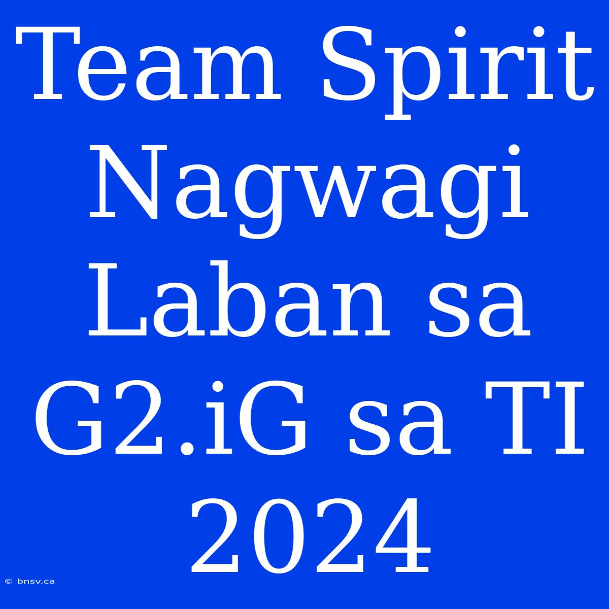 Team Spirit Nagwagi Laban Sa G2.iG Sa TI 2024