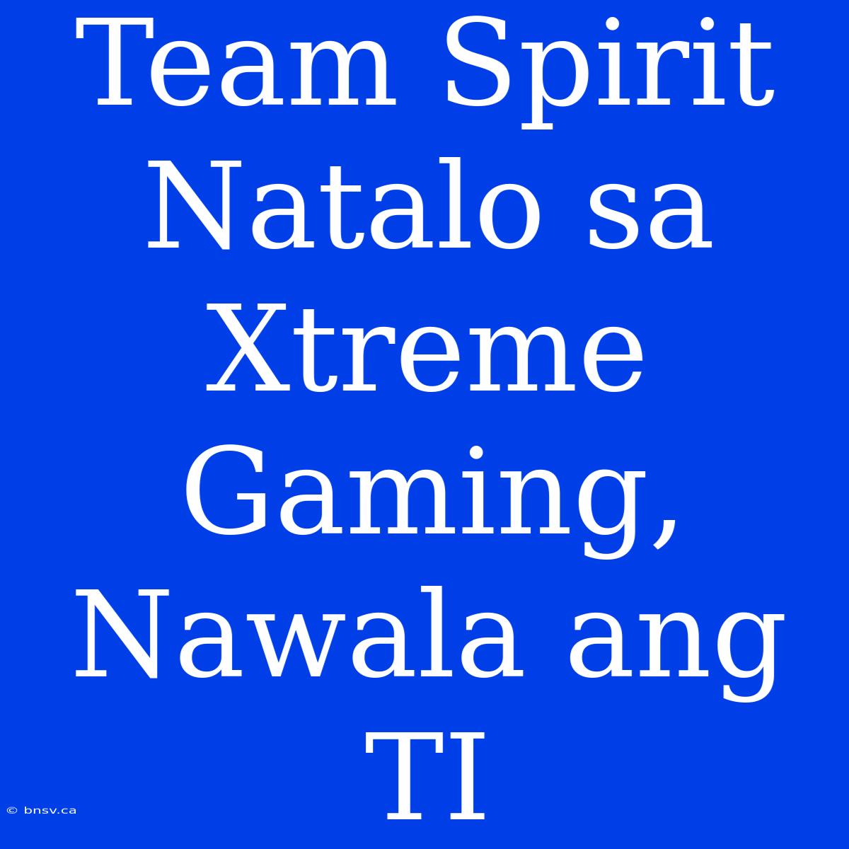 Team Spirit Natalo Sa Xtreme Gaming, Nawala Ang TI