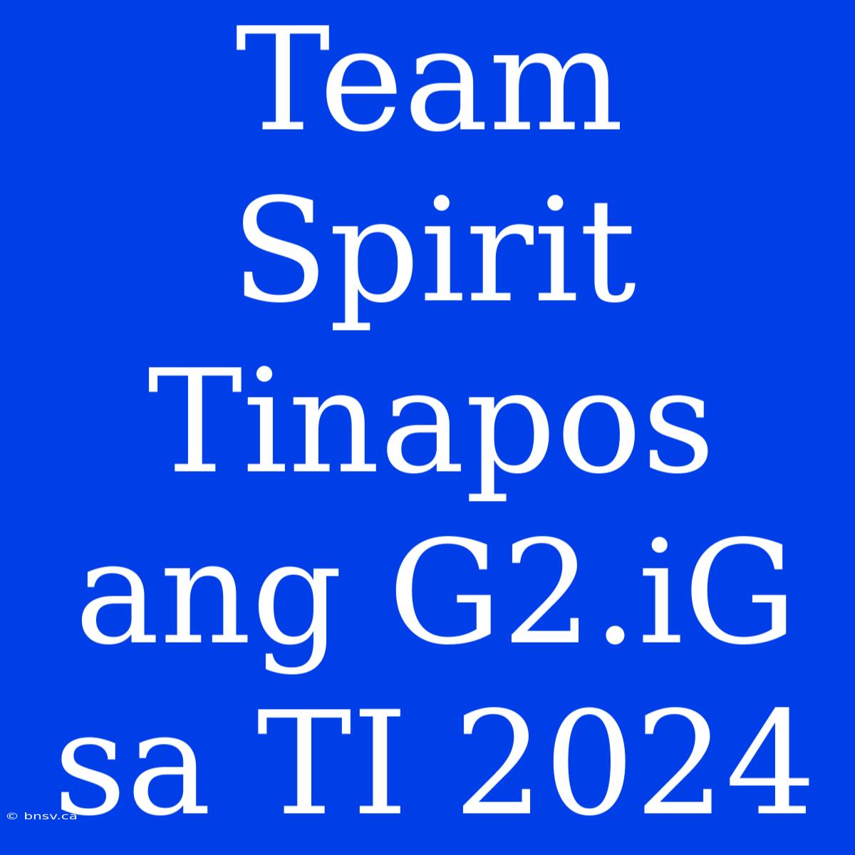 Team Spirit Tinapos Ang G2.iG Sa TI 2024