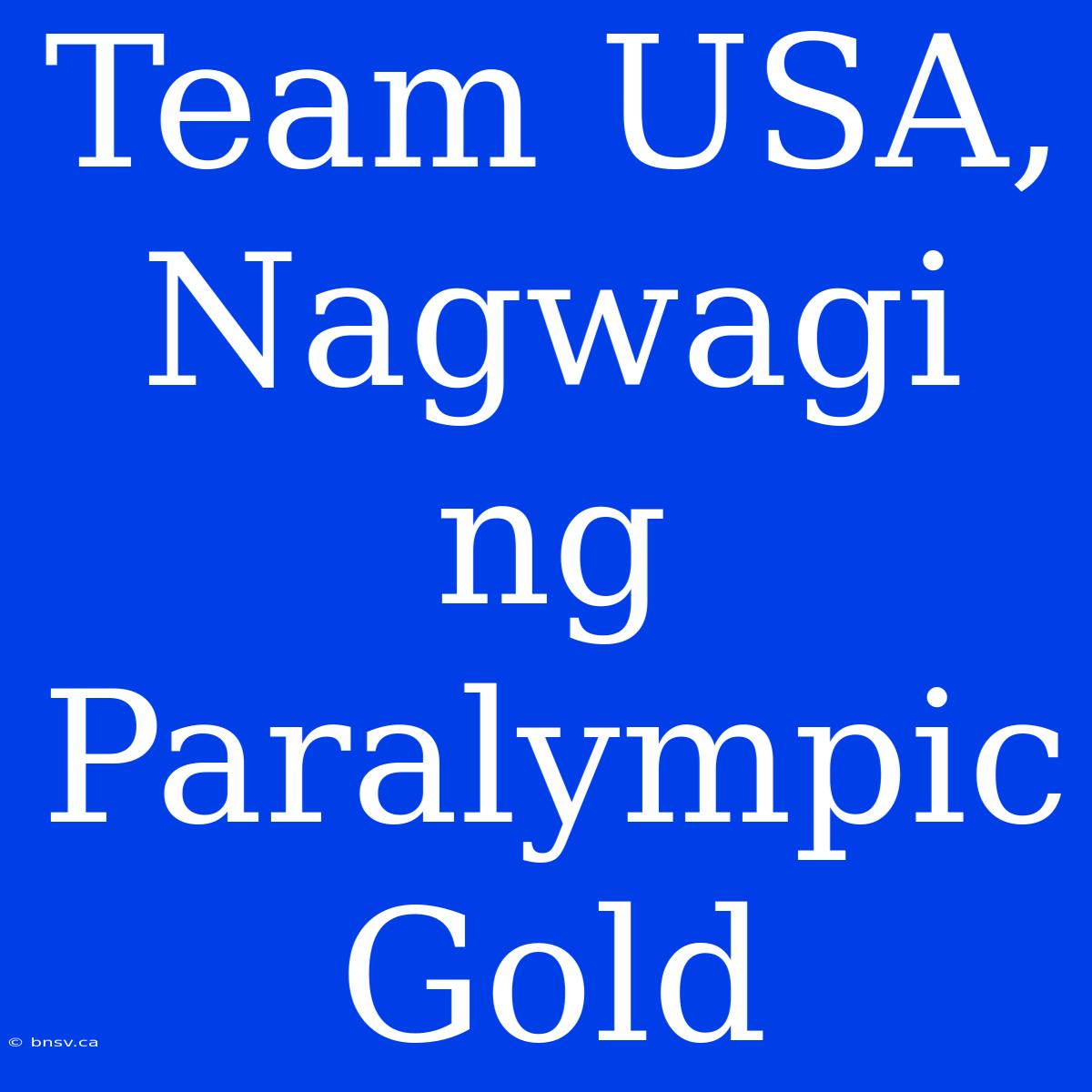 Team USA, Nagwagi Ng Paralympic Gold