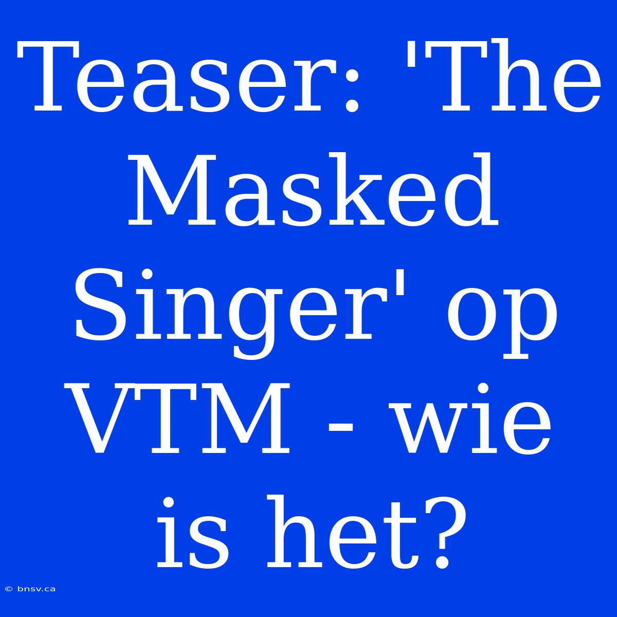 Teaser: 'The Masked Singer' Op VTM - Wie Is Het?