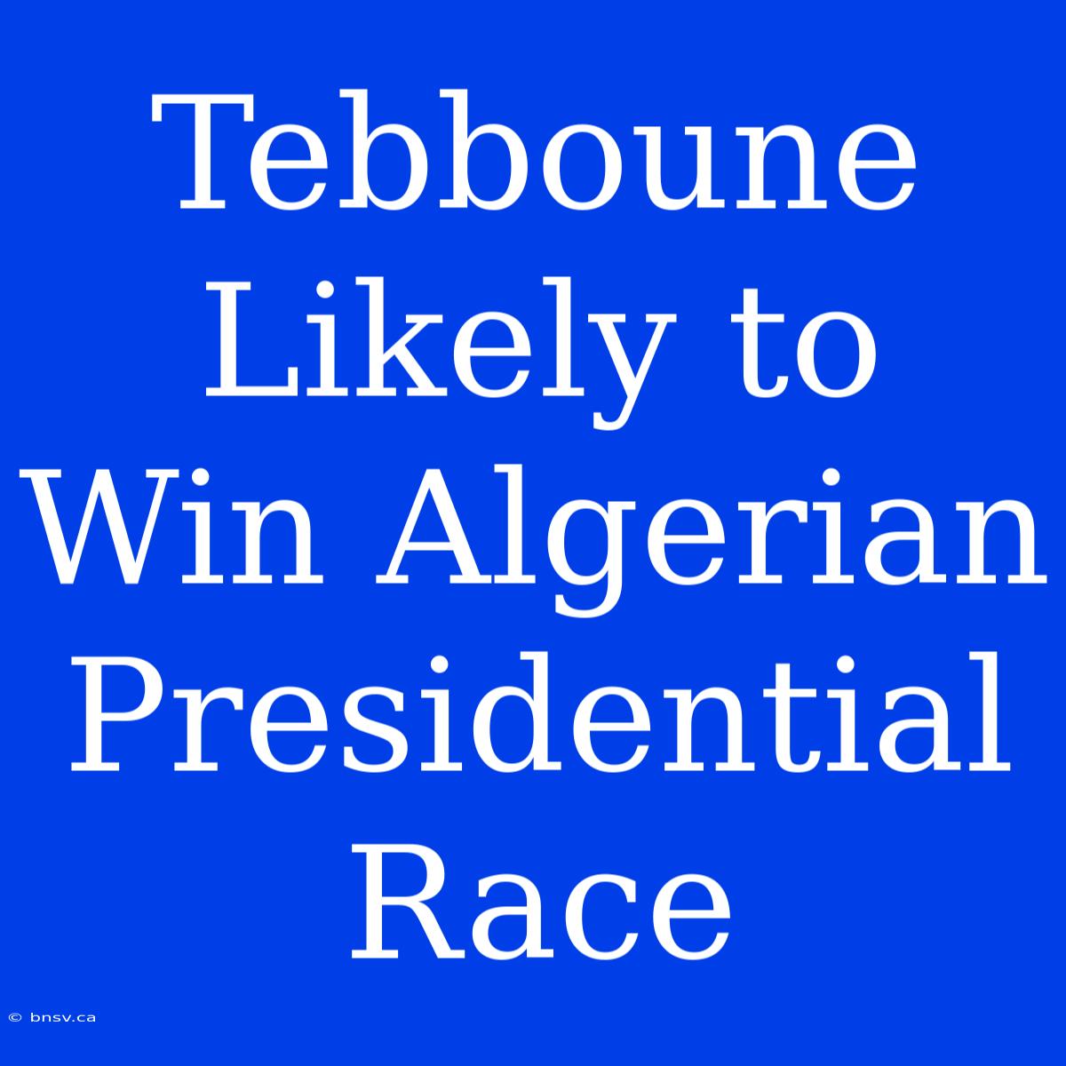 Tebboune Likely To Win Algerian Presidential Race