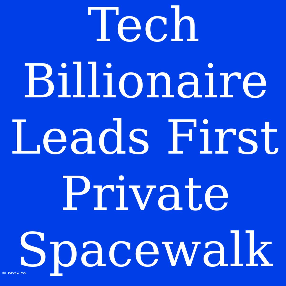 Tech Billionaire Leads First Private Spacewalk