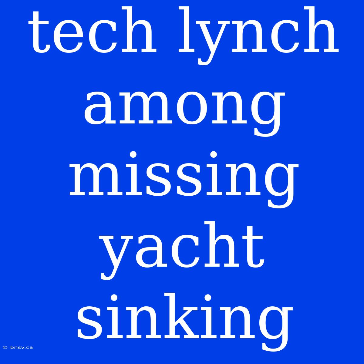 Tech Lynch Among Missing Yacht Sinking