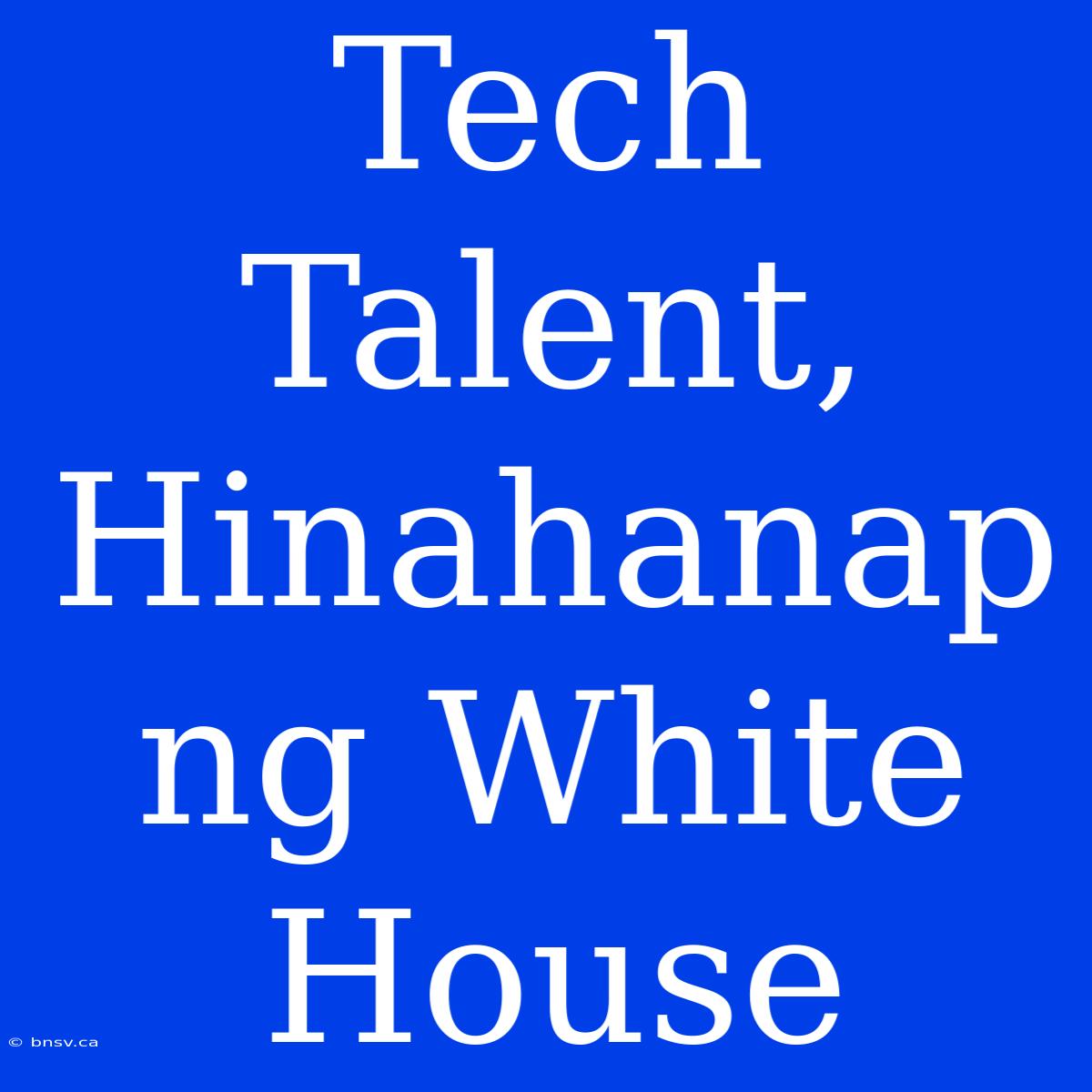 Tech Talent, Hinahanap Ng White House