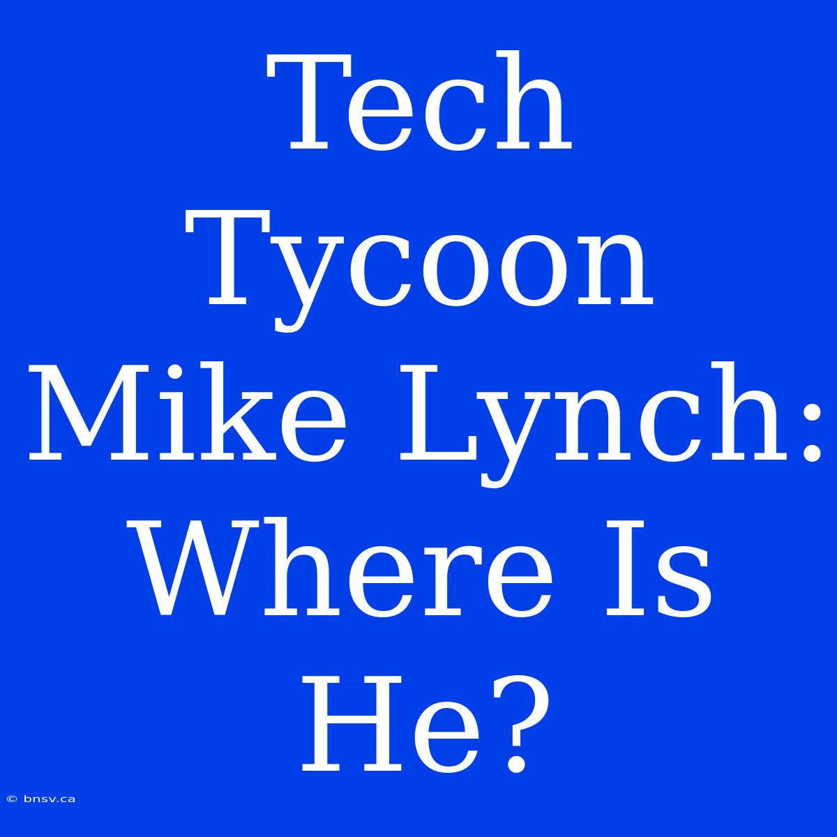 Tech Tycoon Mike Lynch: Where Is He?