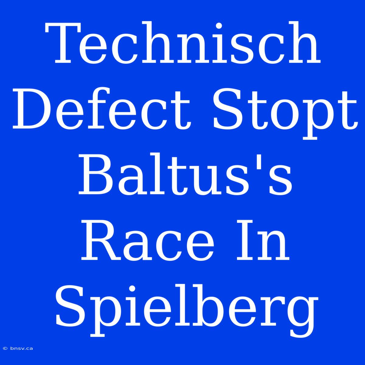 Technisch Defect Stopt Baltus's Race In Spielberg