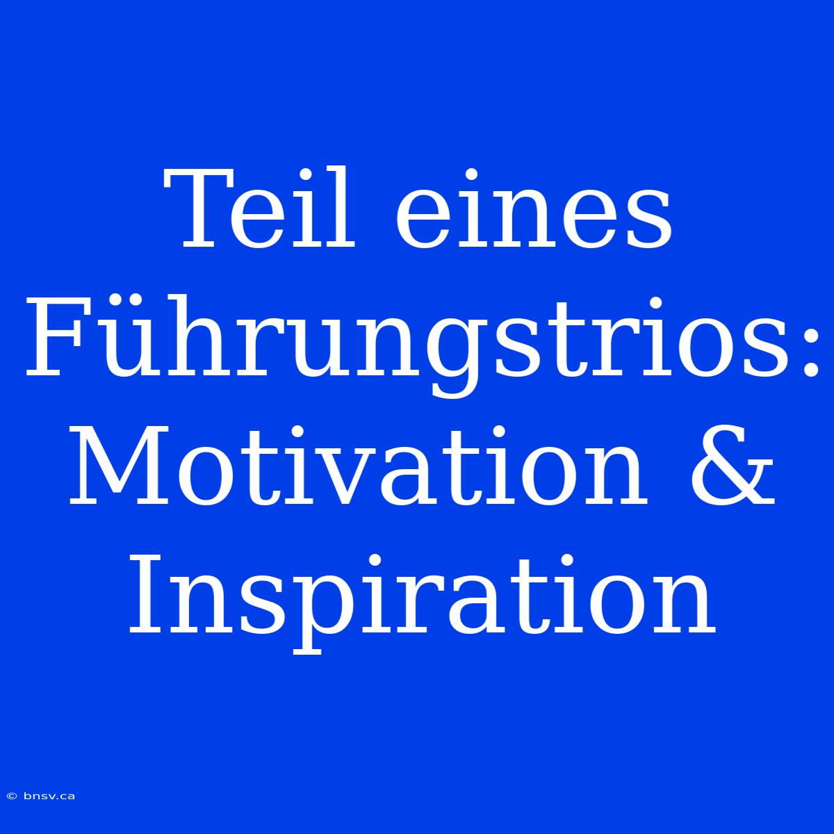 Teil Eines Führungstrios:  Motivation & Inspiration