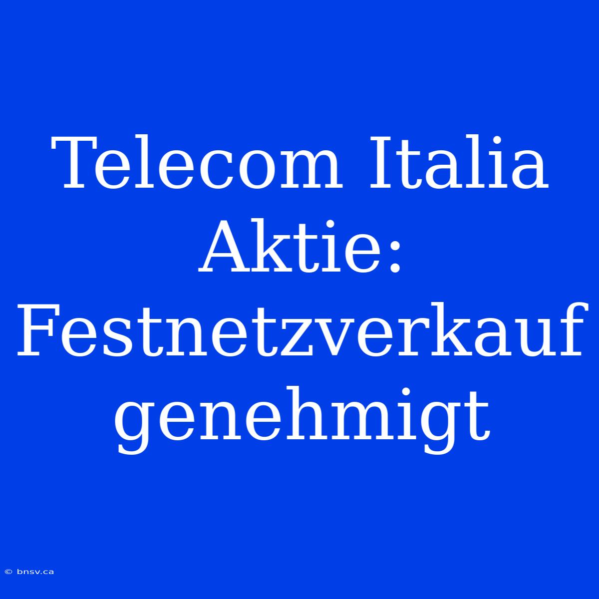 Telecom Italia Aktie: Festnetzverkauf Genehmigt