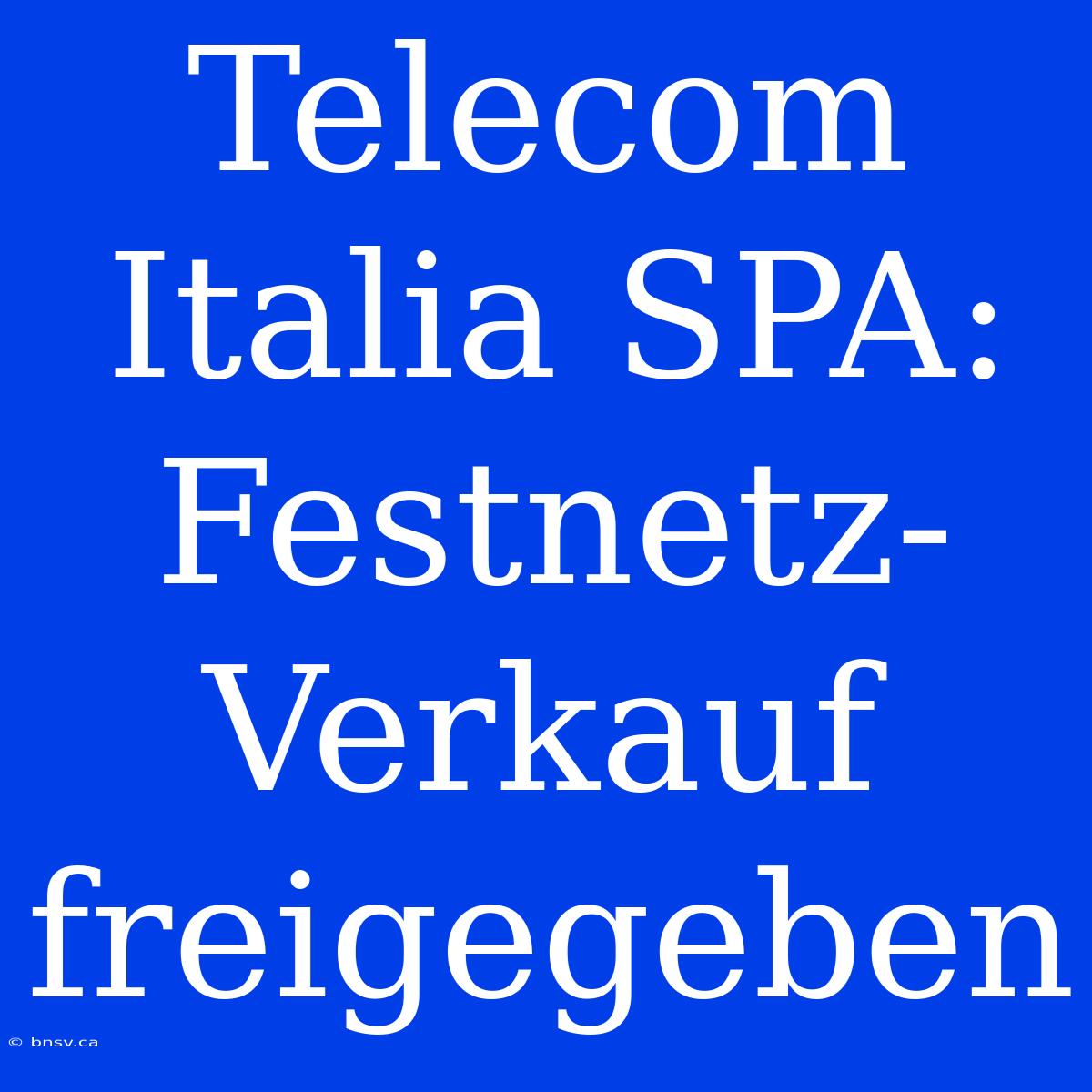 Telecom Italia SPA: Festnetz-Verkauf Freigegeben