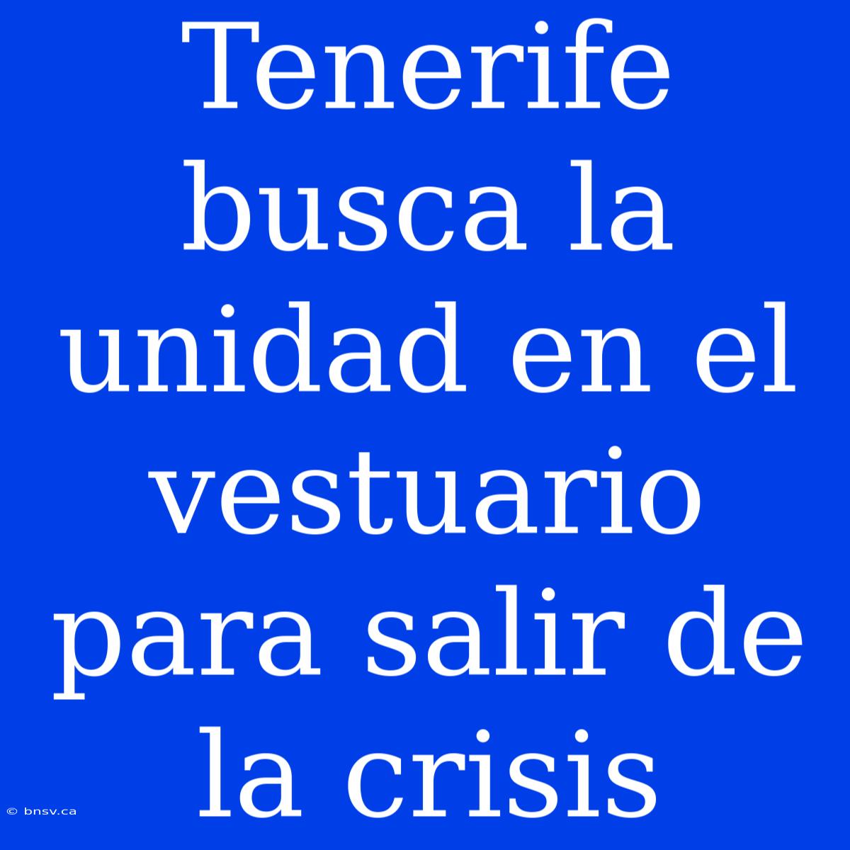 Tenerife Busca La Unidad En El Vestuario Para Salir De La Crisis