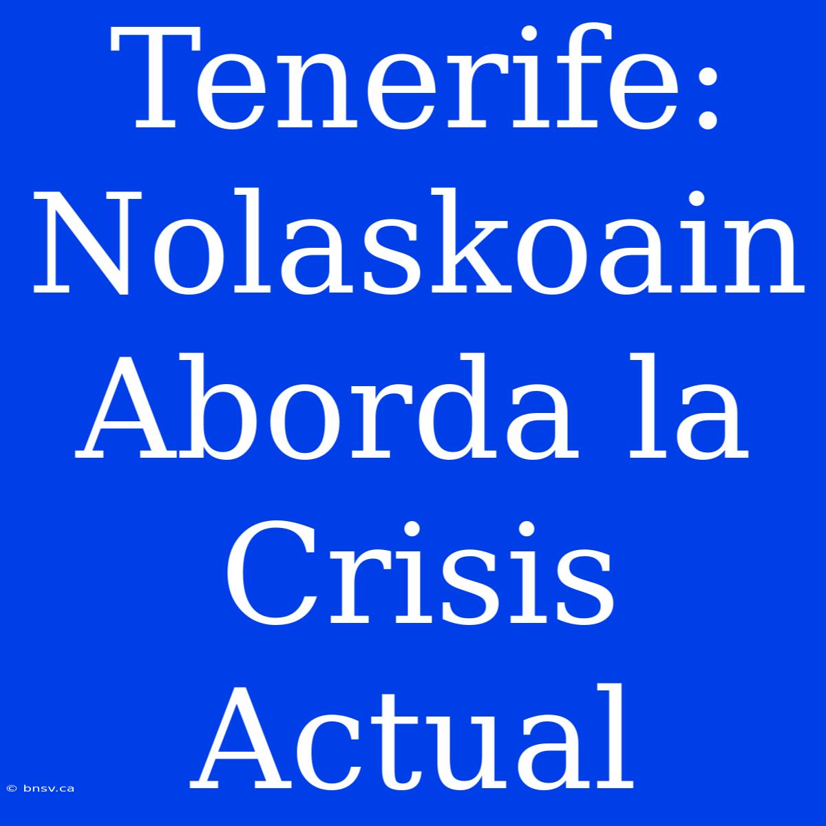 Tenerife: Nolaskoain Aborda La Crisis Actual