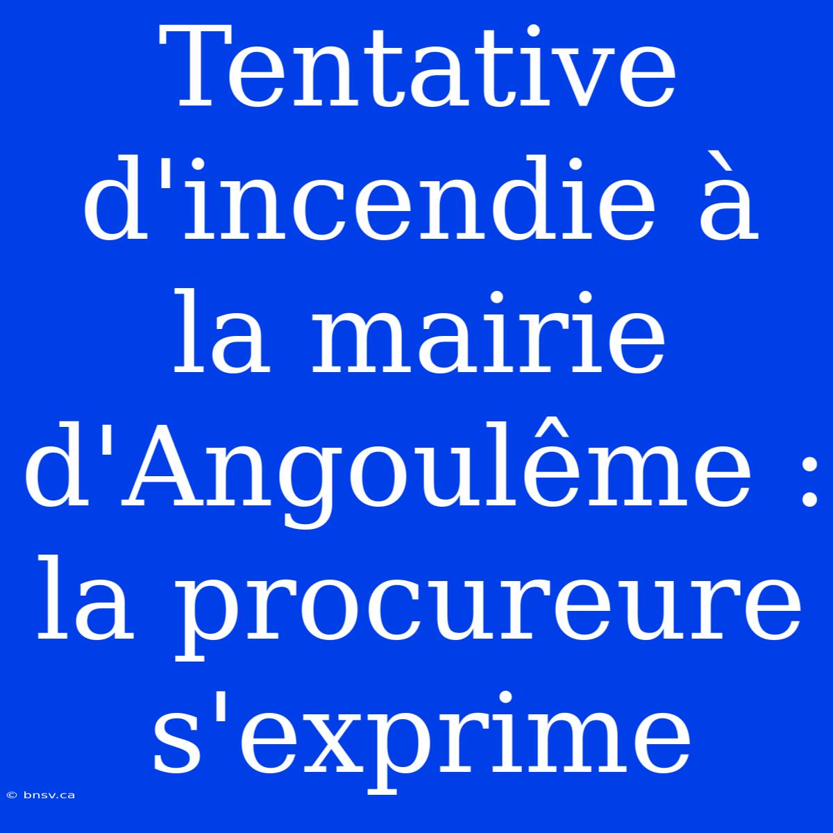 Tentative D'incendie À La Mairie D'Angoulême : La Procureure S'exprime