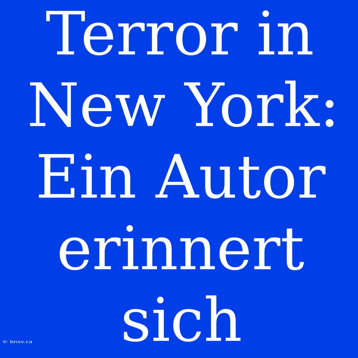 Terror In New York: Ein Autor Erinnert Sich