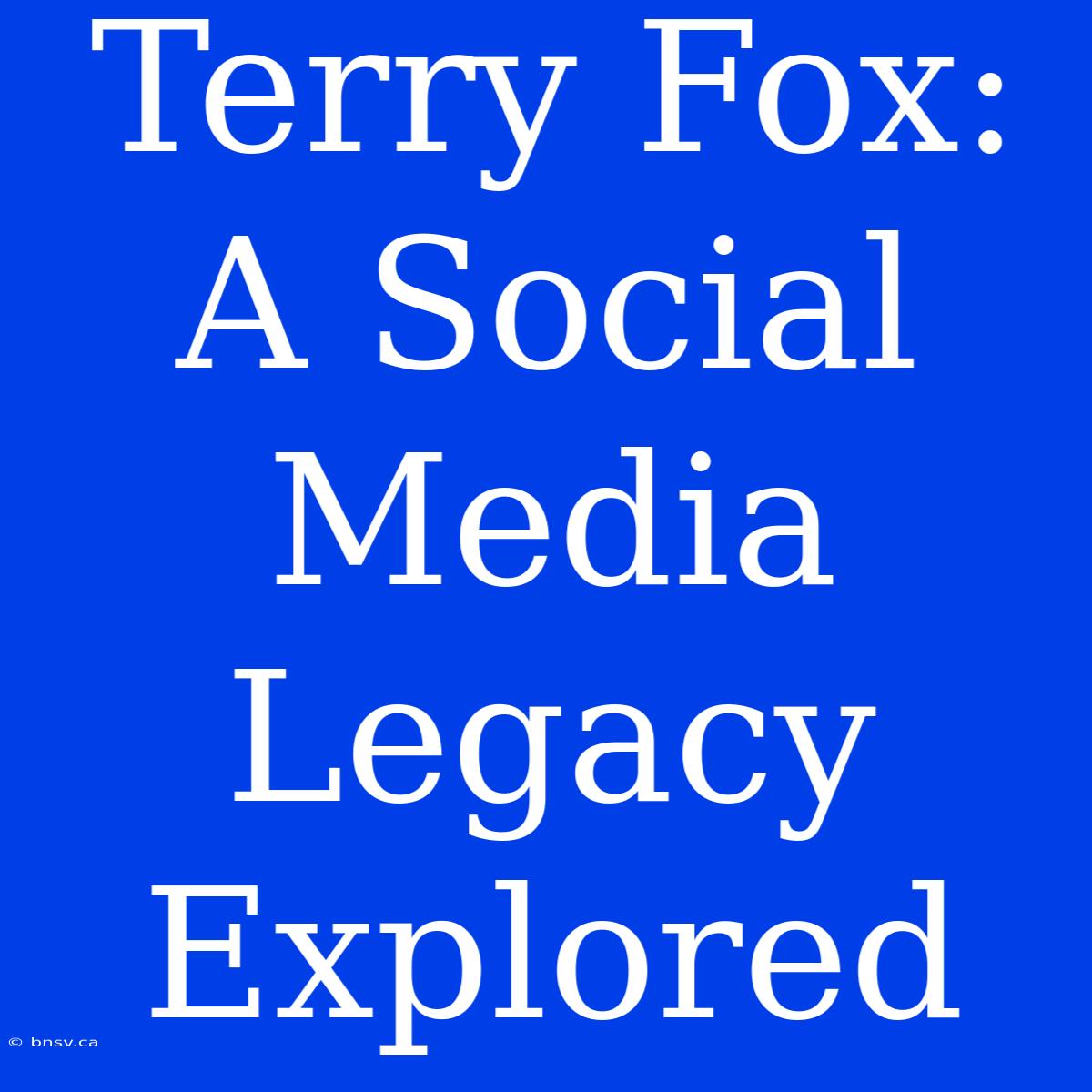 Terry Fox: A Social Media Legacy Explored