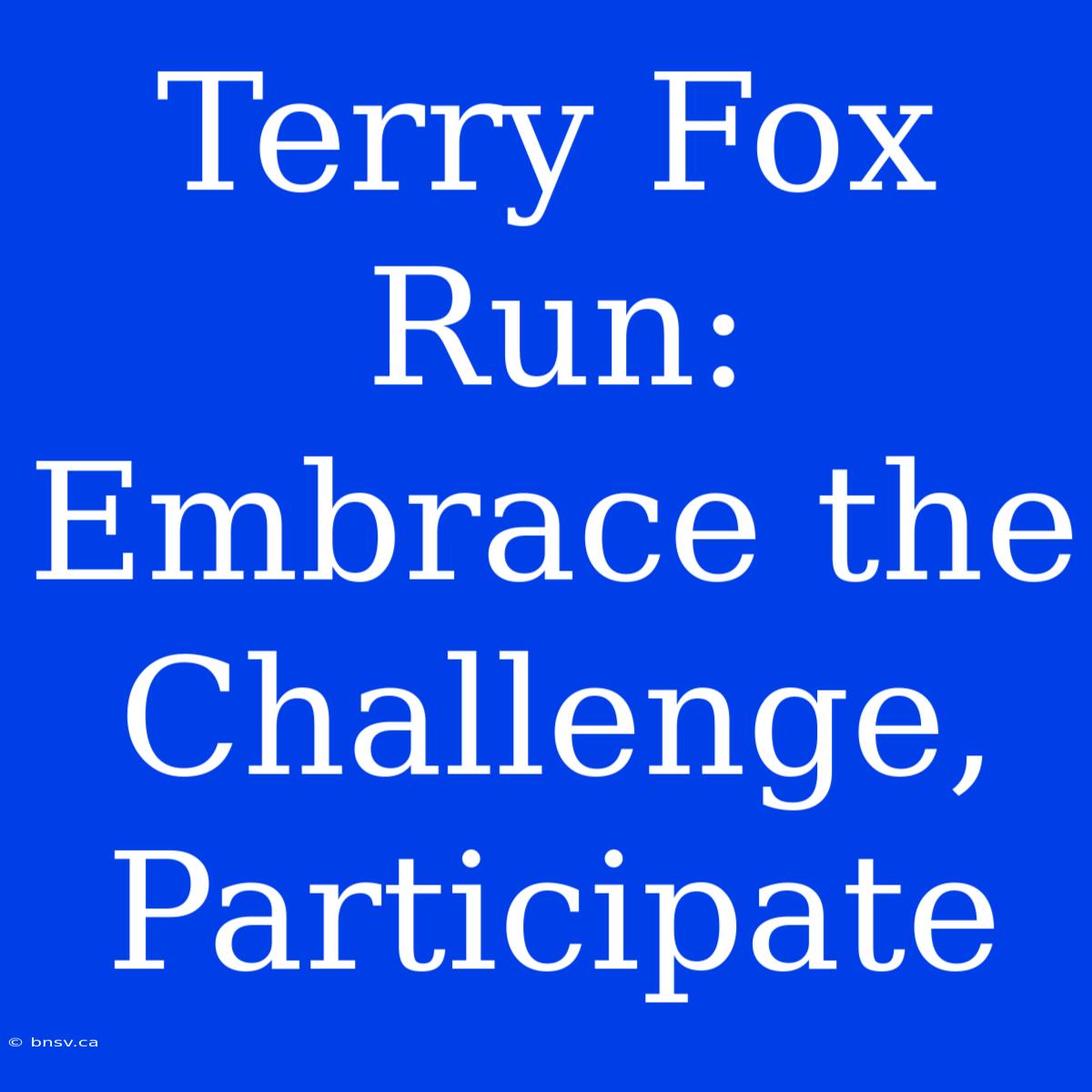 Terry Fox Run: Embrace The Challenge, Participate