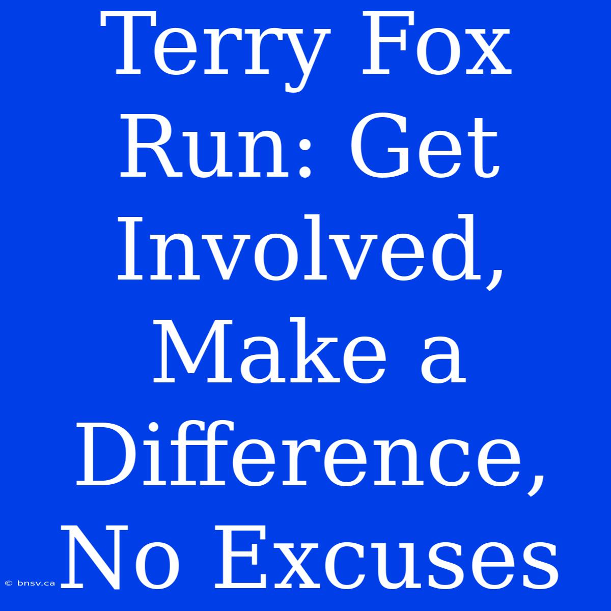 Terry Fox Run: Get Involved, Make A Difference, No Excuses