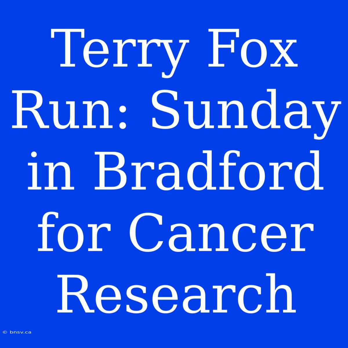 Terry Fox Run: Sunday In Bradford For Cancer Research