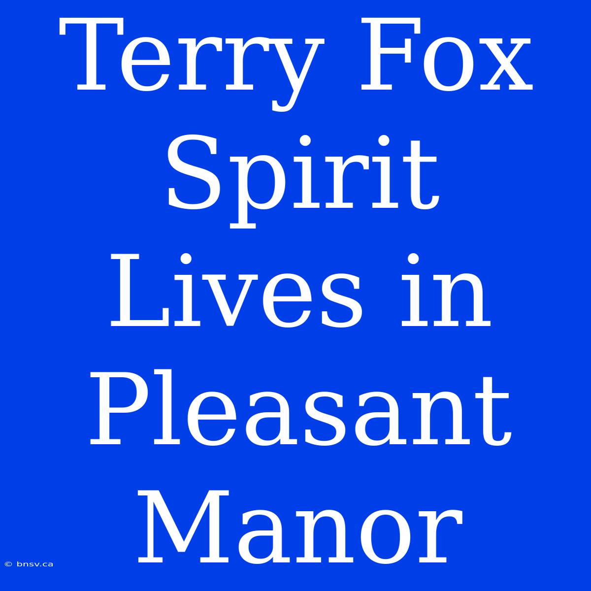 Terry Fox Spirit Lives In Pleasant Manor