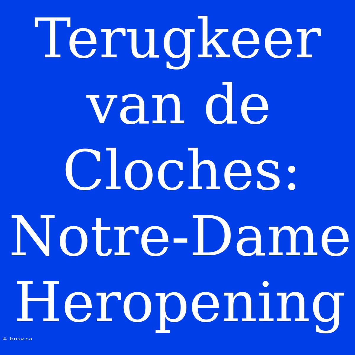 Terugkeer Van De Cloches: Notre-Dame Heropening