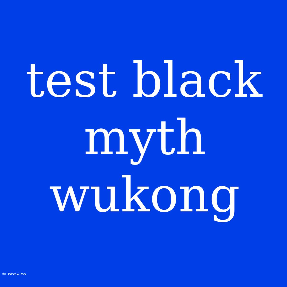 Test Black Myth Wukong