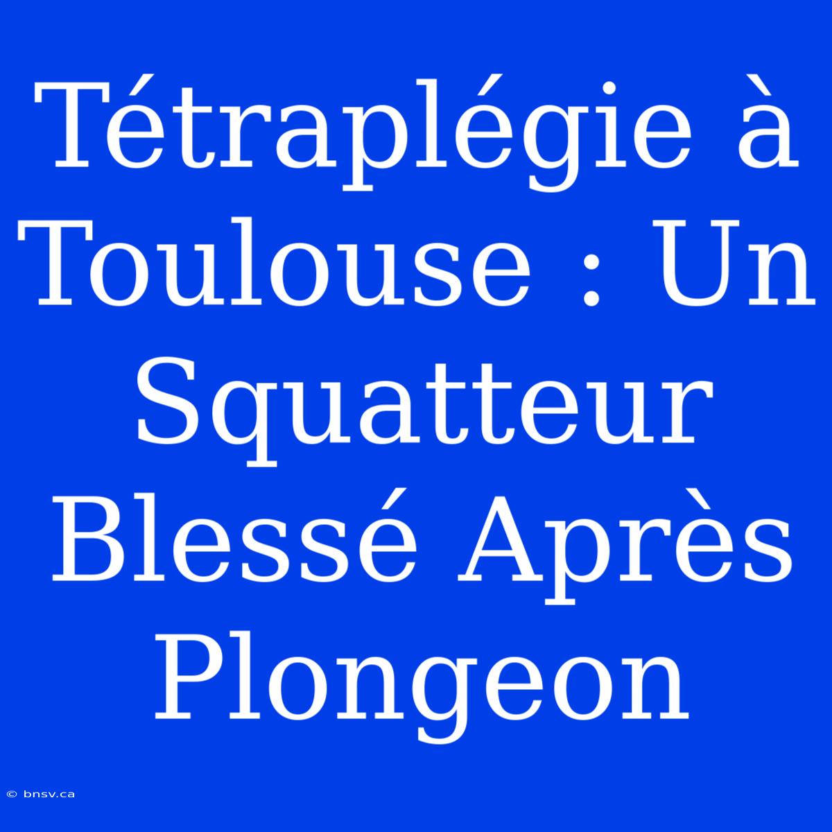 Tétraplégie À Toulouse : Un Squatteur Blessé Après Plongeon