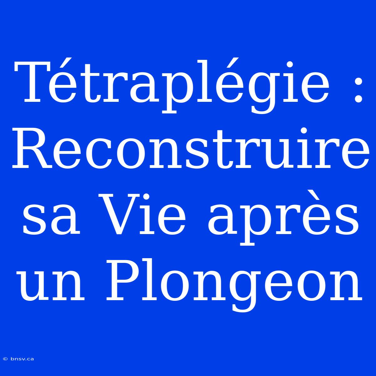 Tétraplégie : Reconstruire Sa Vie Après Un Plongeon