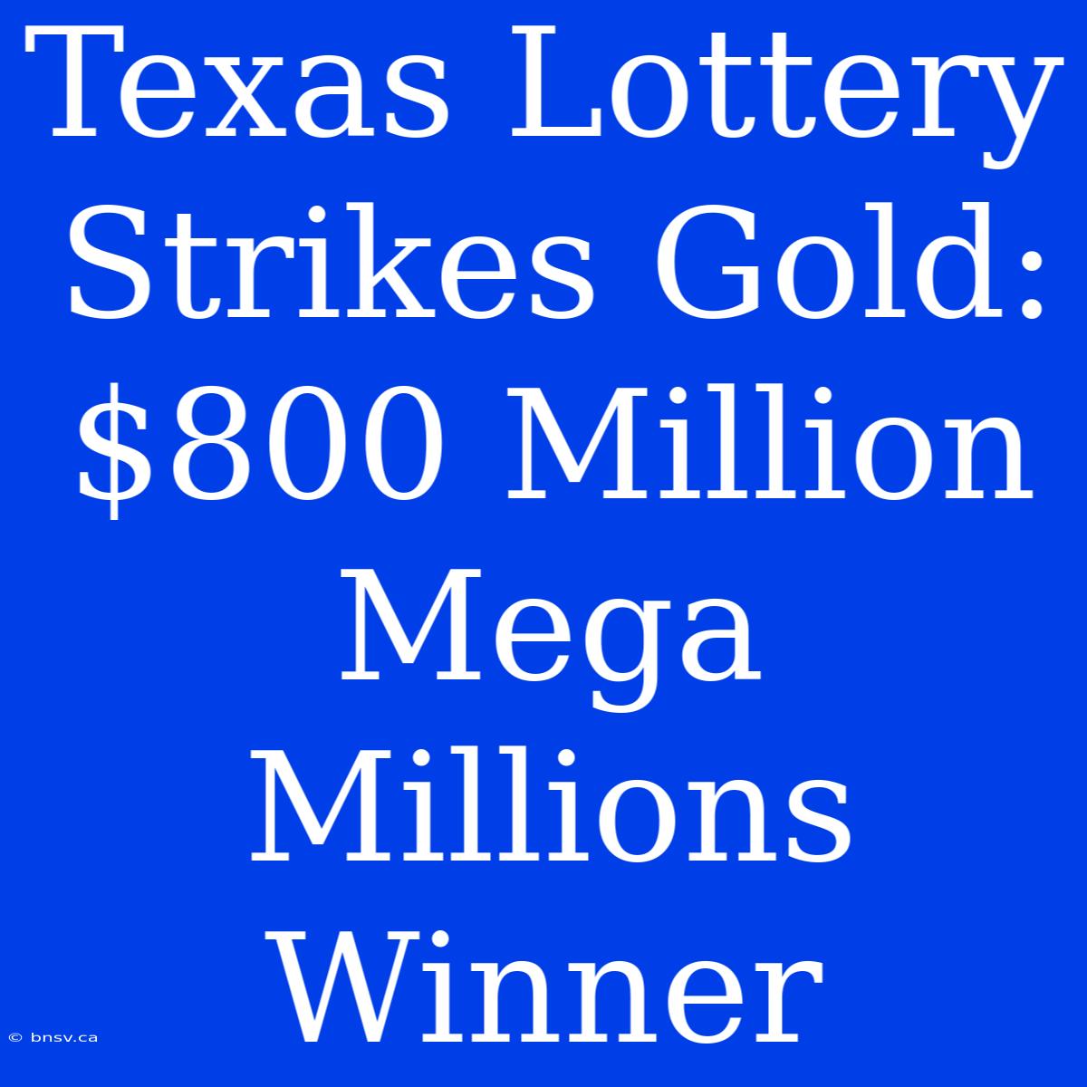 Texas Lottery Strikes Gold: $800 Million Mega Millions Winner