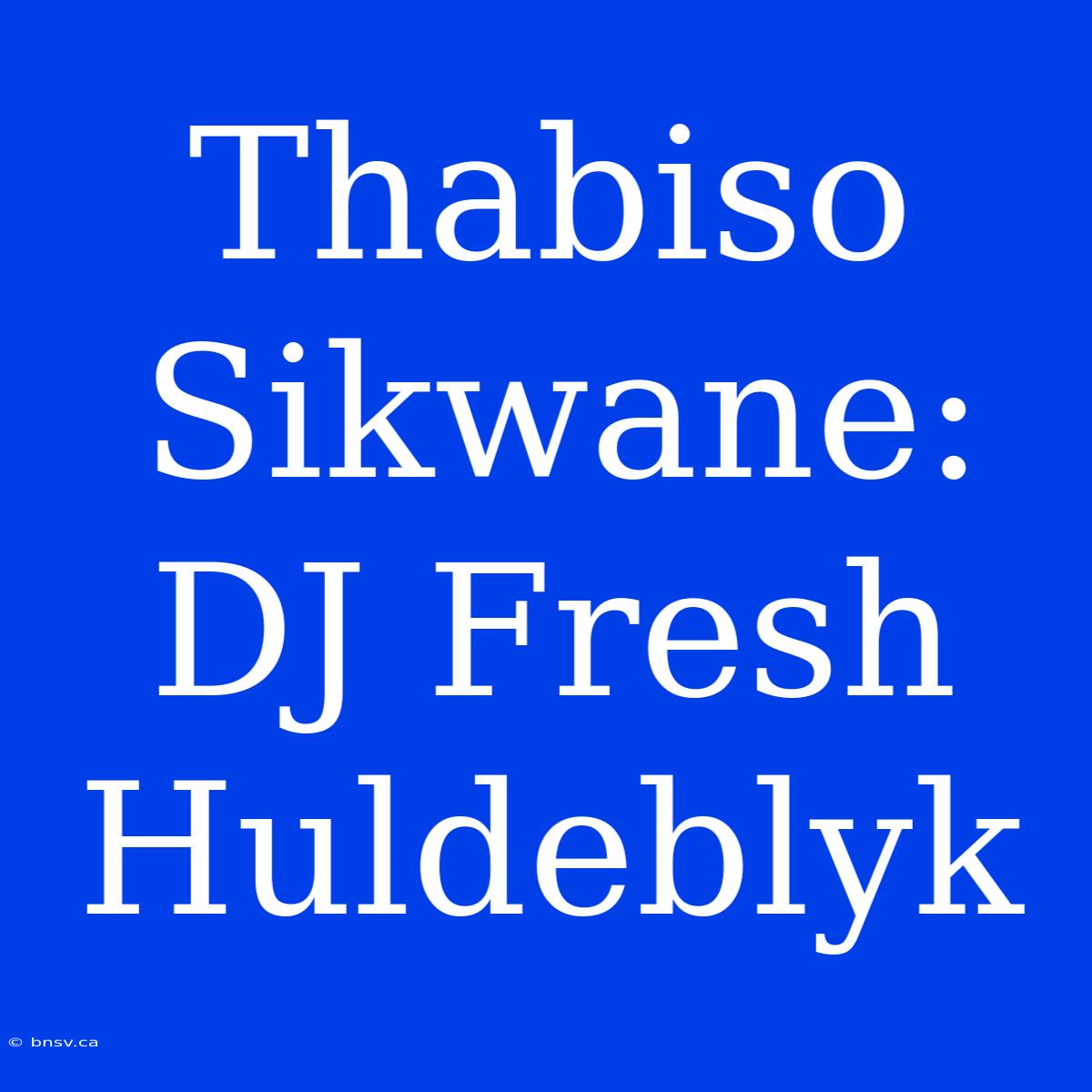 Thabiso Sikwane: DJ Fresh Huldeblyk