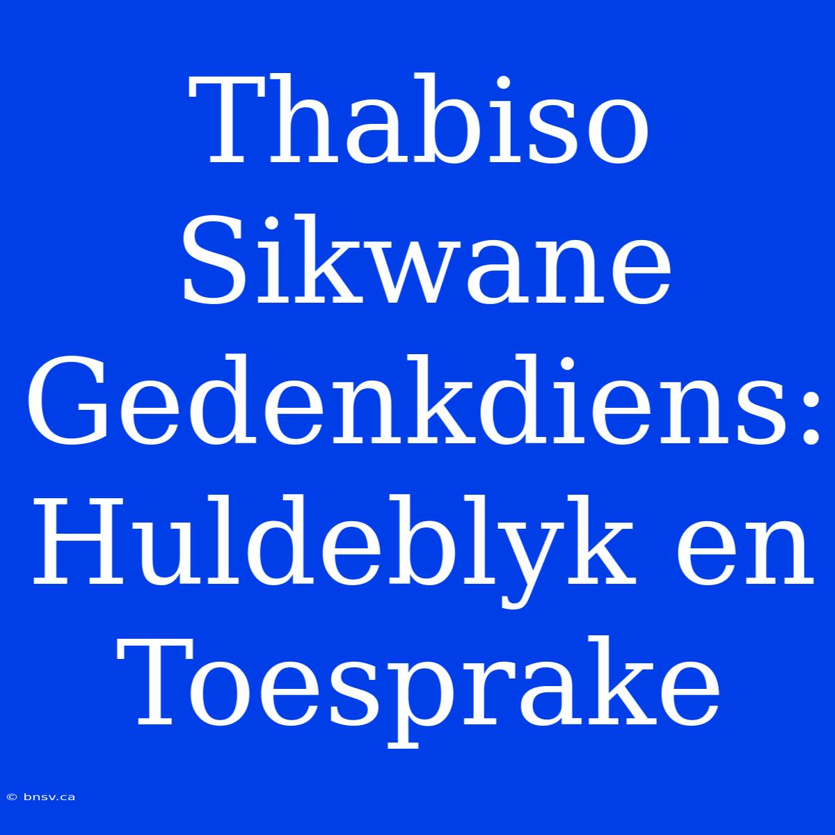 Thabiso Sikwane Gedenkdiens: Huldeblyk En Toesprake