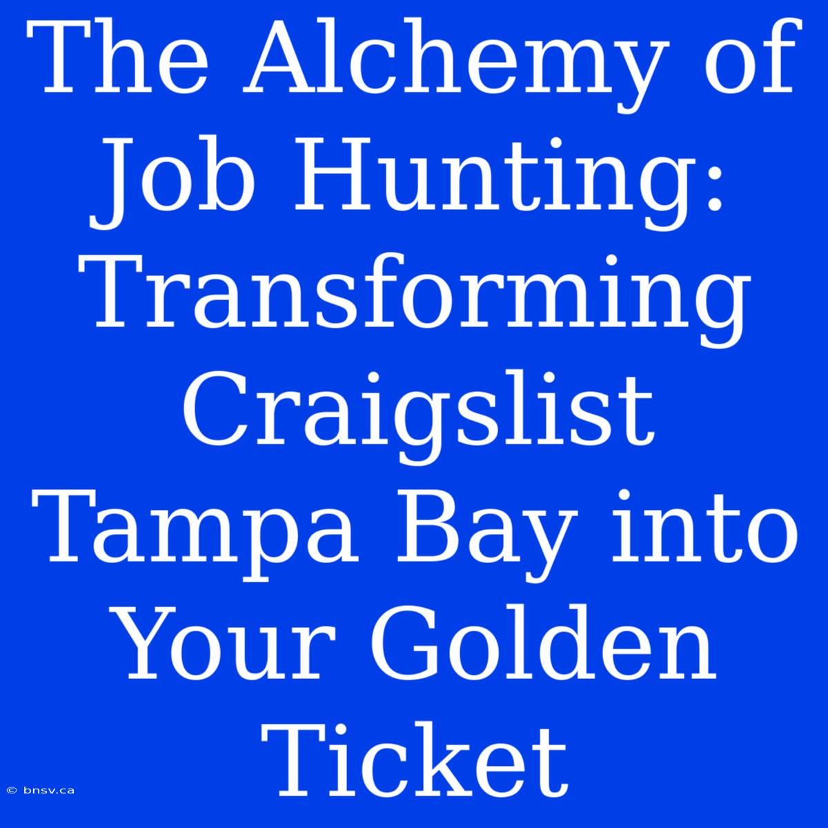 The Alchemy Of Job Hunting: Transforming Craigslist Tampa Bay Into Your Golden Ticket