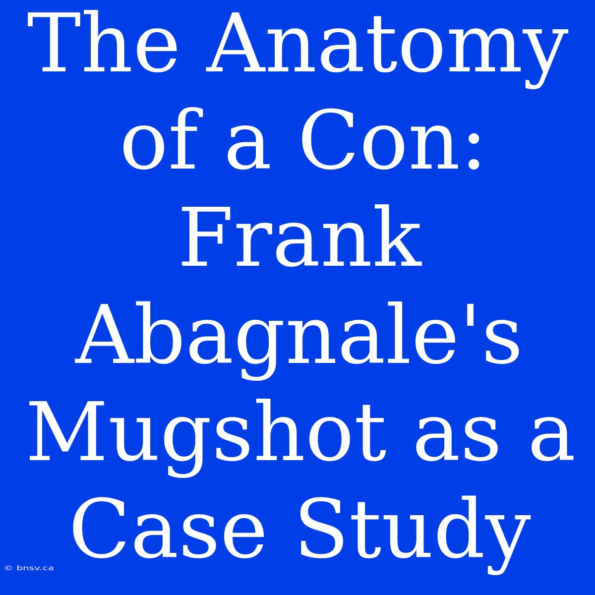 The Anatomy Of A Con: Frank Abagnale's Mugshot As A Case Study