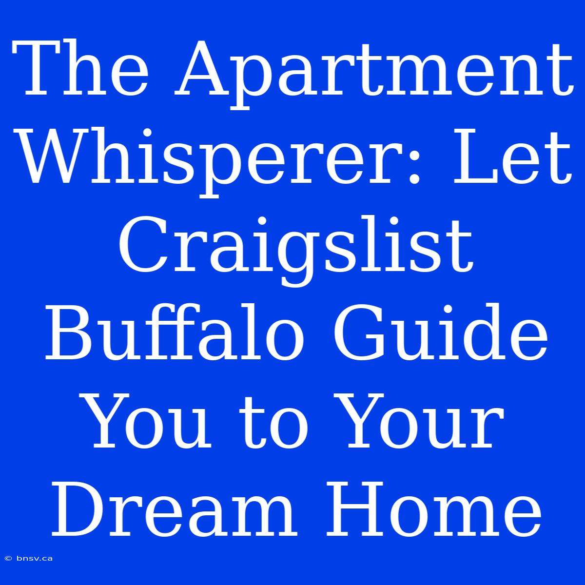 The Apartment Whisperer: Let Craigslist Buffalo Guide You To Your Dream Home