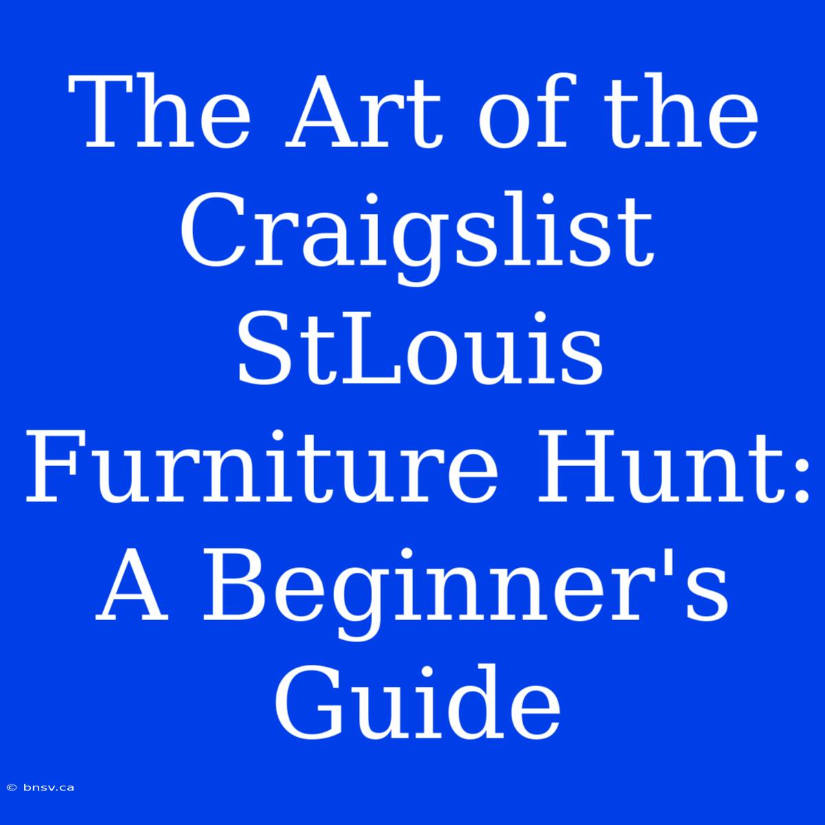 The Art Of The Craigslist StLouis Furniture Hunt: A Beginner's Guide