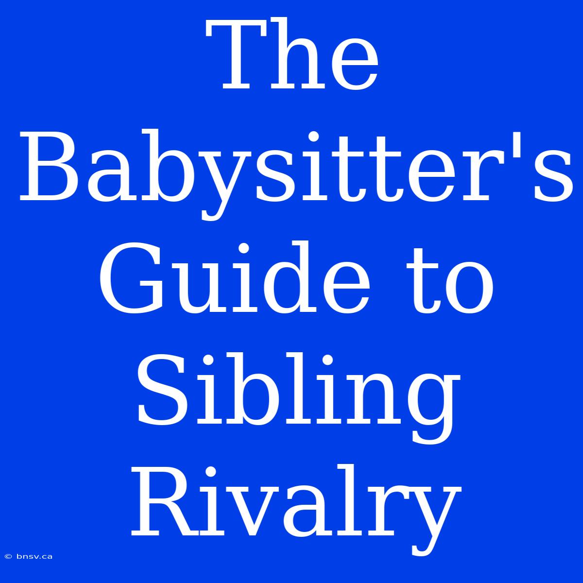 The Babysitter's Guide To Sibling Rivalry