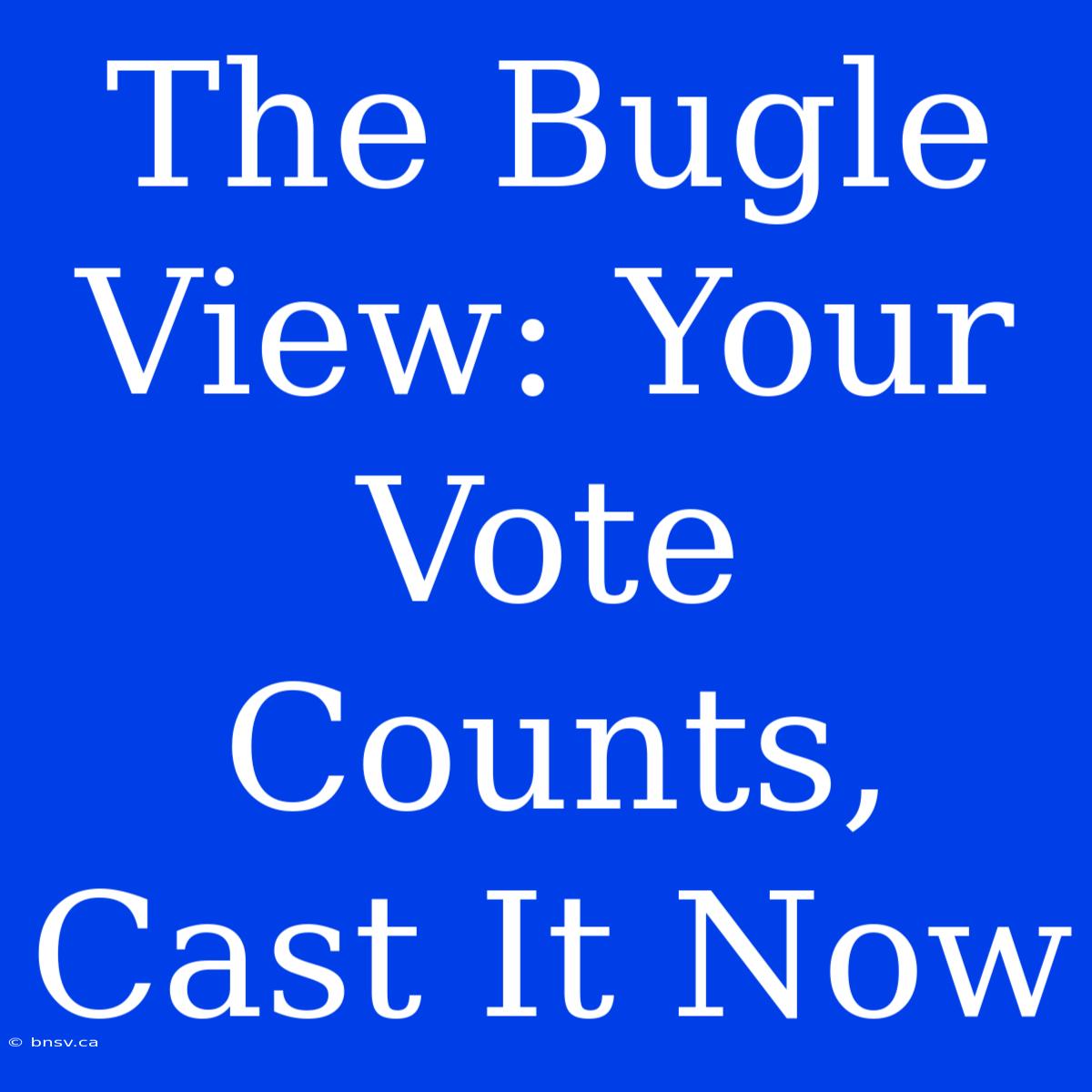 The Bugle View: Your Vote Counts, Cast It Now