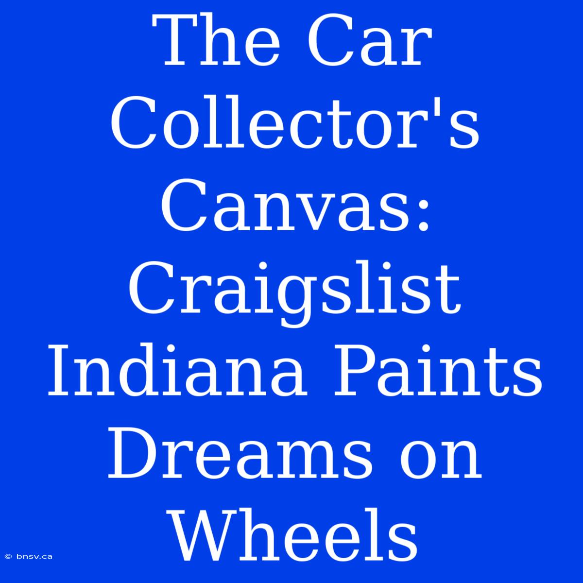 The Car Collector's Canvas: Craigslist Indiana Paints Dreams On Wheels