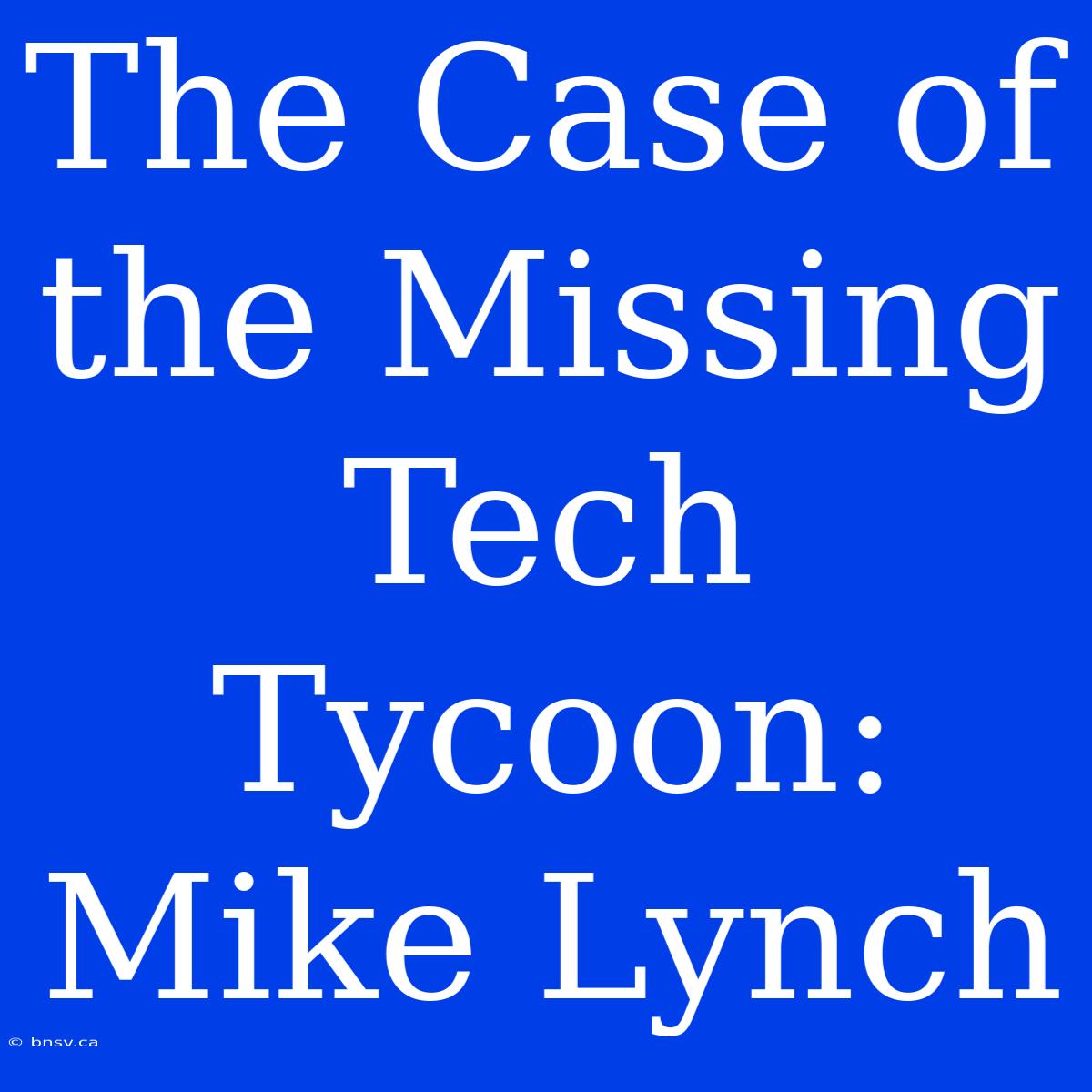 The Case Of The Missing Tech Tycoon: Mike Lynch