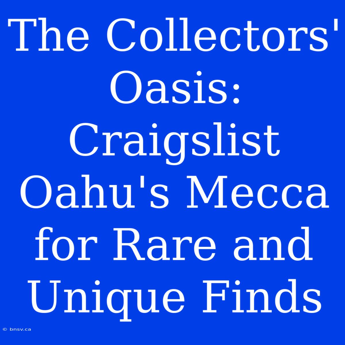 The Collectors' Oasis: Craigslist Oahu's Mecca For Rare And Unique Finds