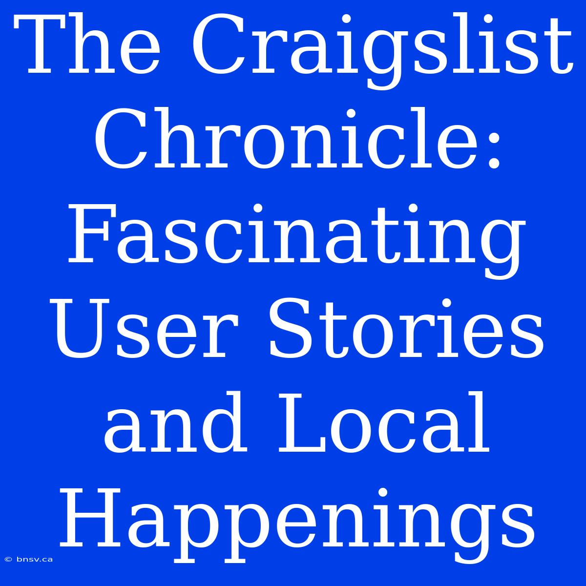 The Craigslist Chronicle: Fascinating User Stories And Local Happenings