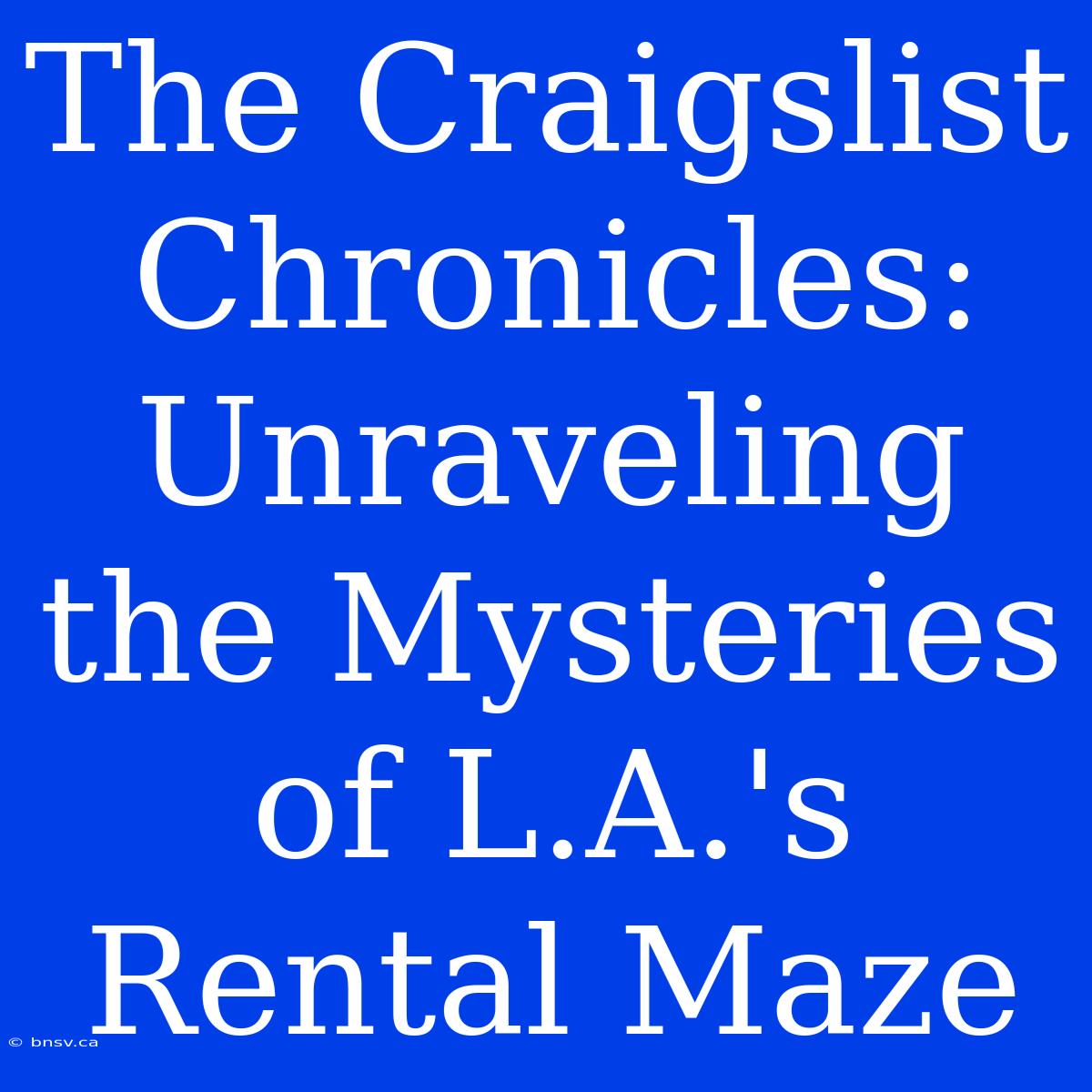 The Craigslist Chronicles: Unraveling The Mysteries Of L.A.'s Rental Maze