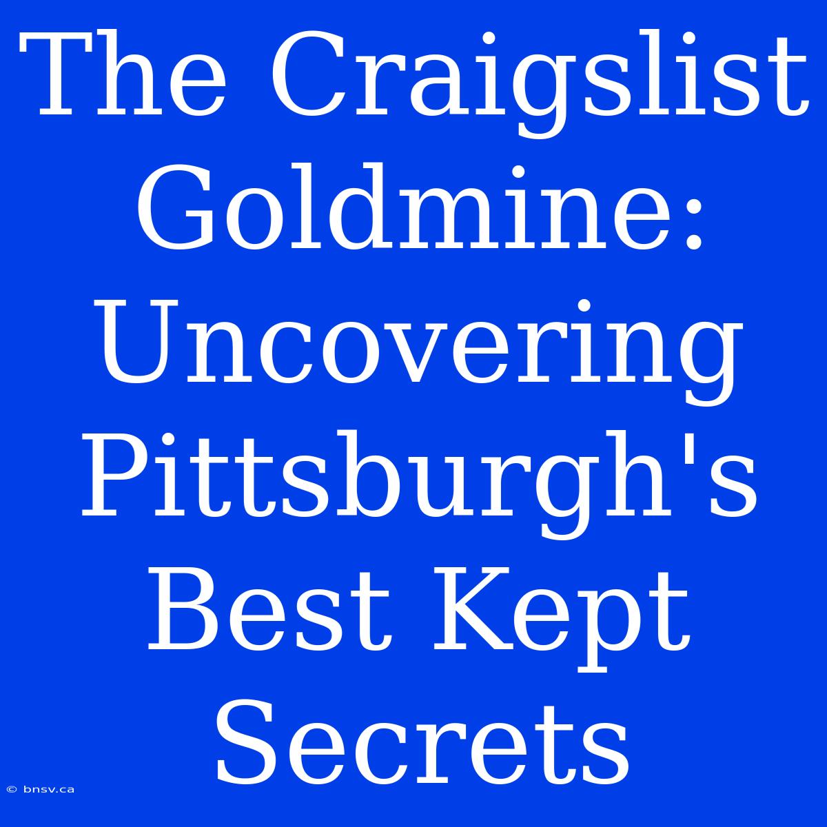 The Craigslist Goldmine: Uncovering Pittsburgh's Best Kept Secrets