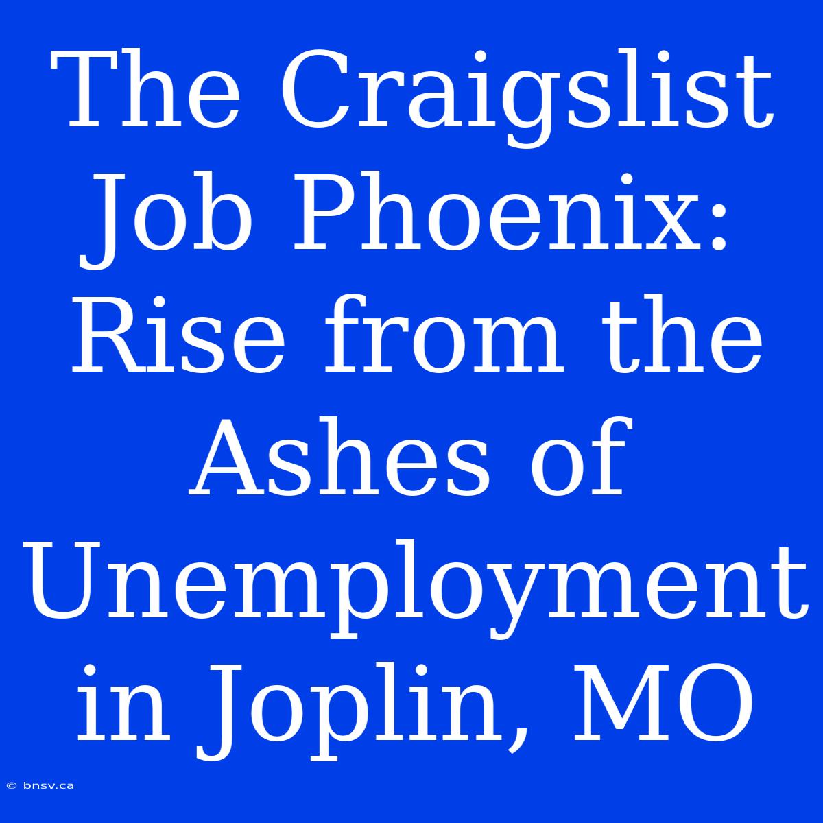 The Craigslist Job Phoenix: Rise From The Ashes Of Unemployment In Joplin, MO