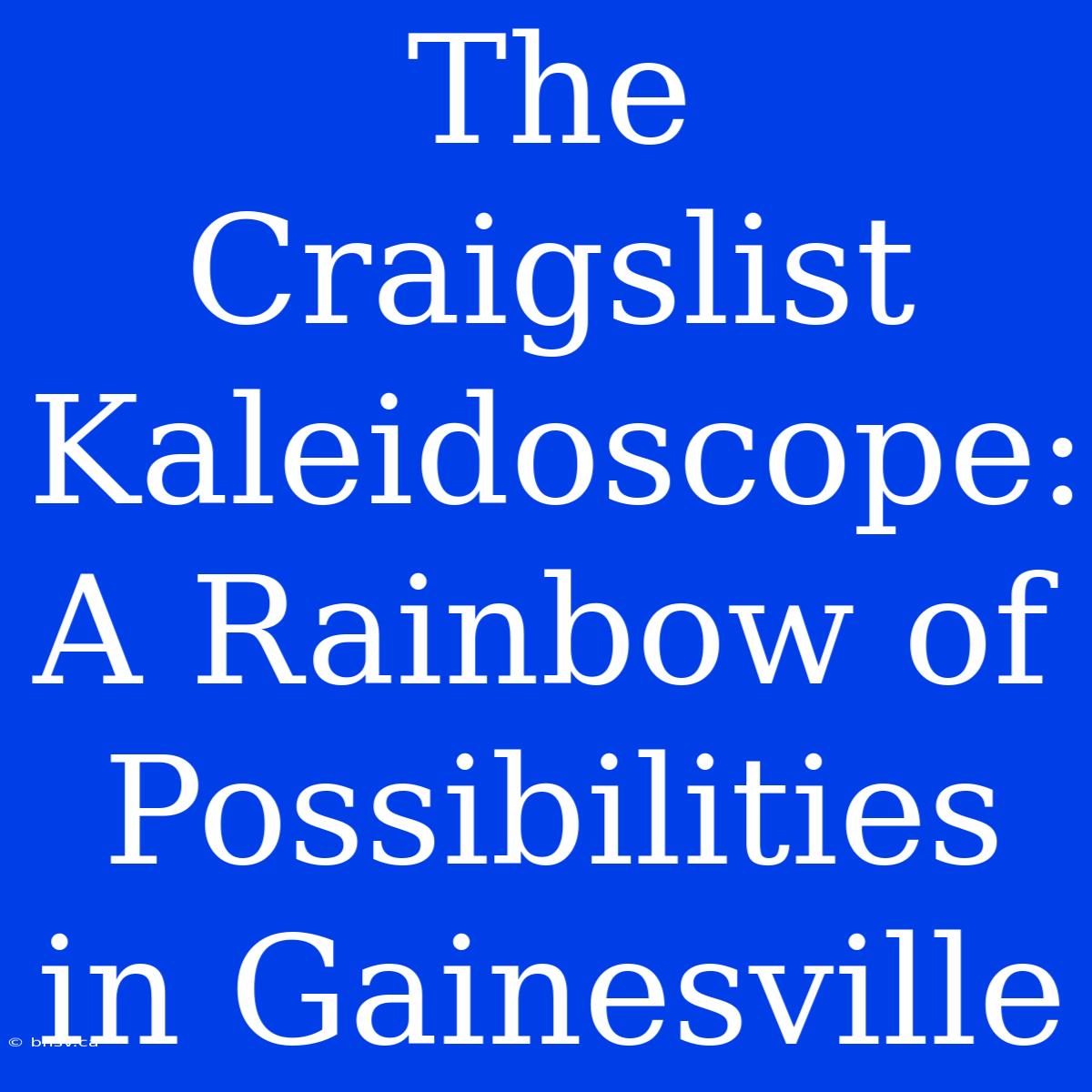 The Craigslist Kaleidoscope: A Rainbow Of Possibilities In Gainesville